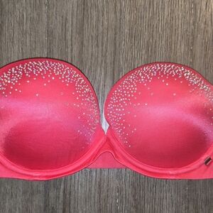 Victoria Secret Sz. 32D Red Strapless Blingy Bra